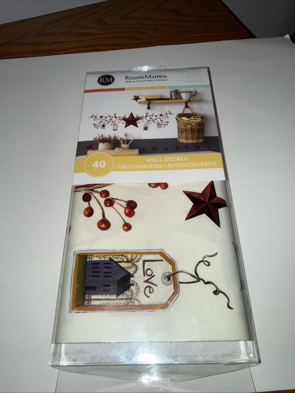 Roommates Rustic Red Berries,tags & Red Star Peel & Stick 40 Wall Decals